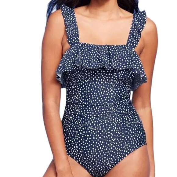 Kona Sol Other - Kona Sol Navy Blue Polka Dot One-Piece Swimsuit, Size Medium (8-10)